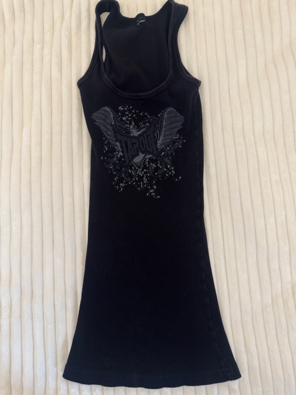 Tapout Black Ribbed Racerback Graphic Tank
